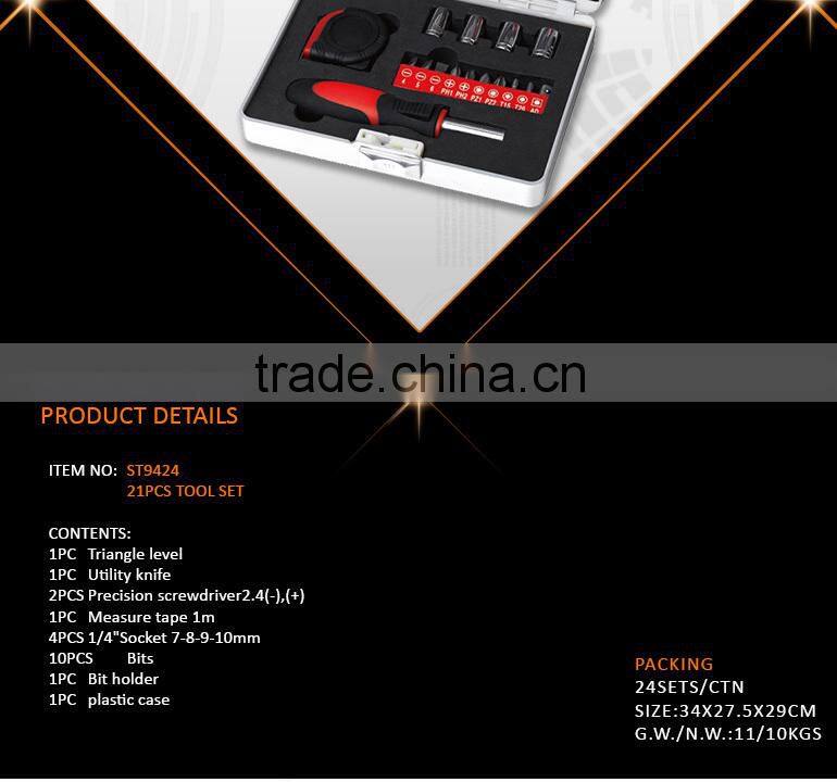 20pcs Promotional tool set of plastic case packed mini hand tool kit