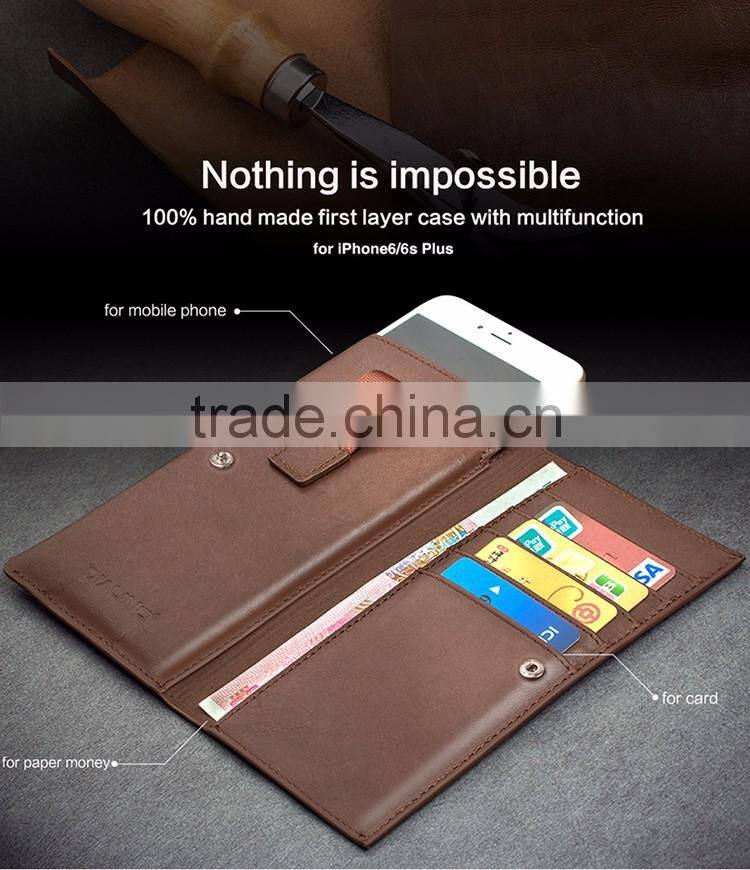 QIALINO hot sale online mobile phone case hot selling wallet case money pocket for iphone 6