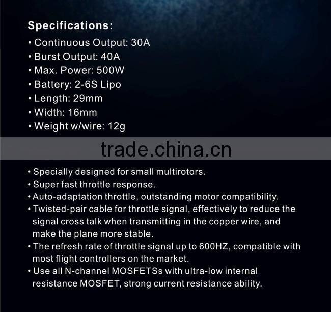 ZTW Spider PRO 30A HV OPTO 2-6S ESC Electronic Speed Control For RC Multicopter