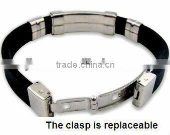 Big sales! titanium metal clasp silicone band