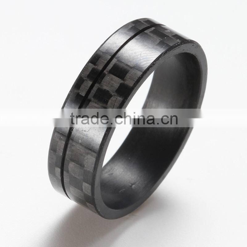 Fashion jewelry light weight carbon fiber ring wholesale carbon fiber wedding band ring for men