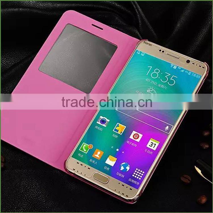 Hot Sale PU Leather Case for SAMSUNG NOTE 5 with windows , case for Samsung Galaxy note 5