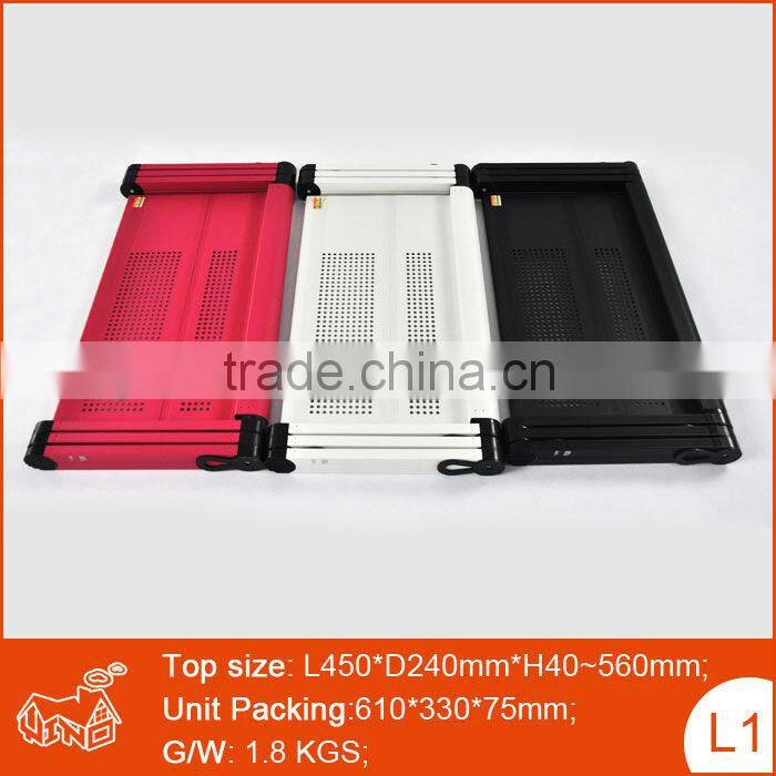 Adjustable aluminum portable laptop table/desk,folding recliner tables for laptop
