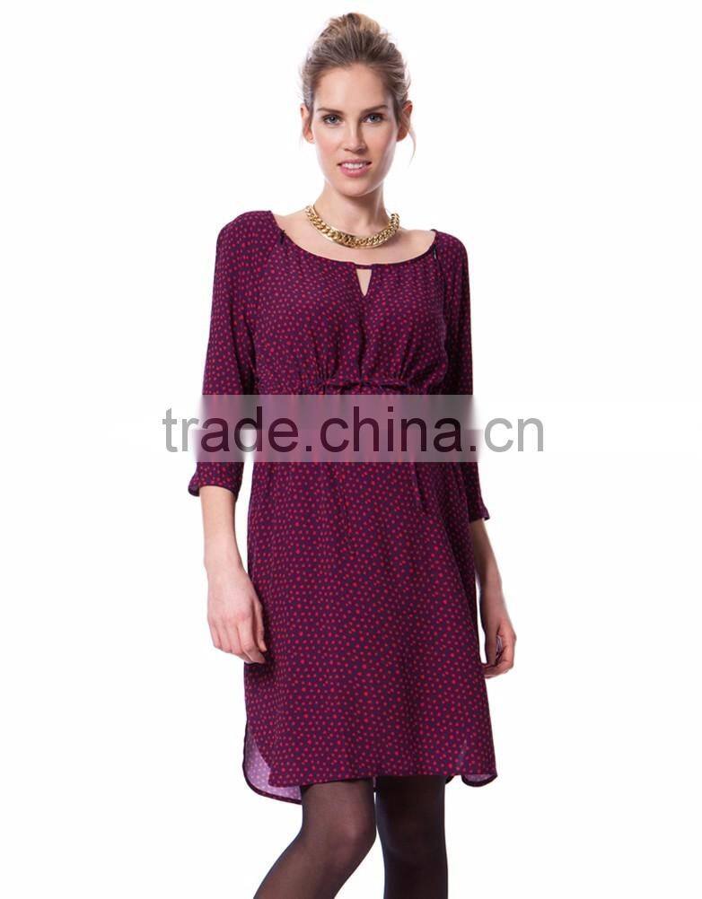 Textured Fabric Maternity Clothes Pregnant Women O-neck