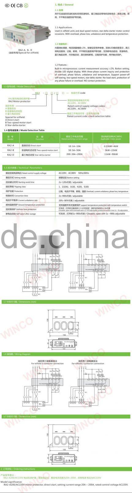 RA2-A,B,D Motor Protector RA2 Series