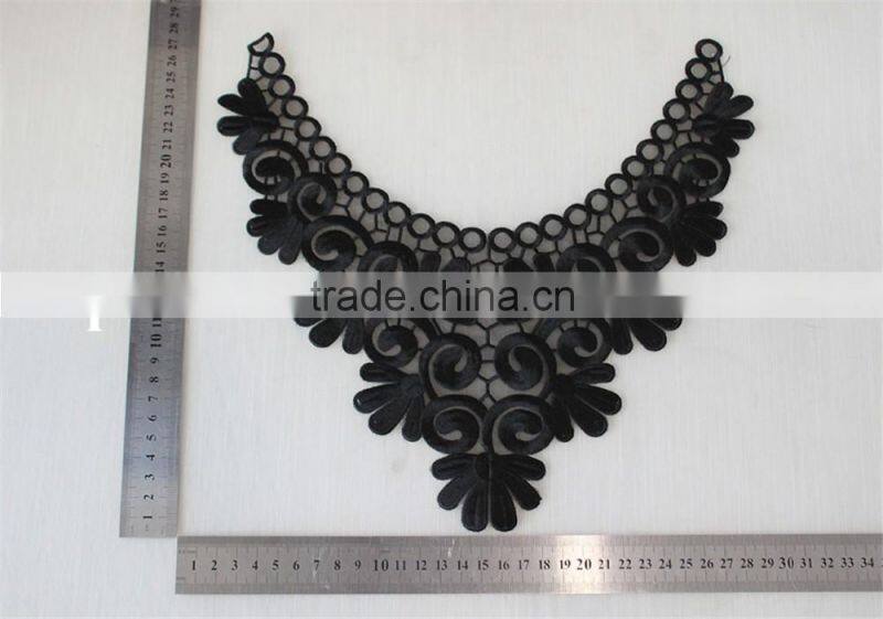 fashion neckline design embroidery guipure lace collar black applique