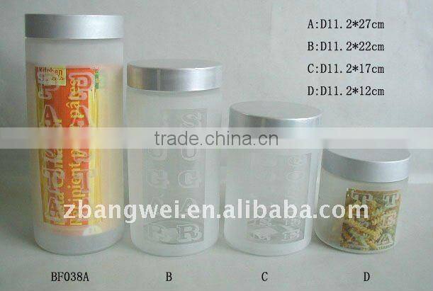 glass transparent jar with frosted used for storage food