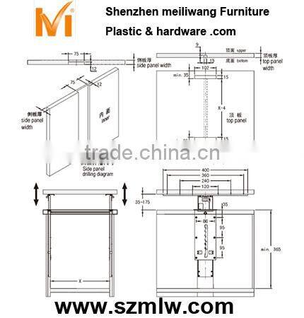 tabletop elevating fittings