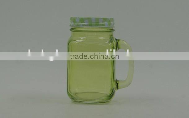 Super hard Glass Mason Jar with Mental Lid and Plastic Straws in pure color