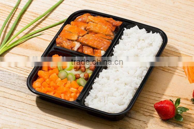 Disposable plastic food container for food take away and microwavable