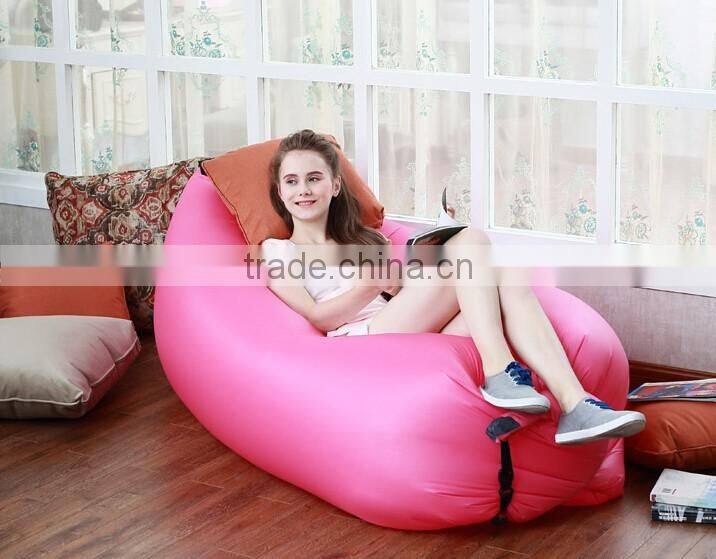 Compression portable beach bed lazy sofa nylon material lightweight inflatable air lounger sofa camping bed,garden sofa