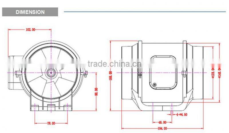 5" 125CM Hydroponics Inline Extractor Fan