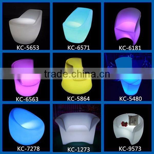 Plastic Material RGB Color Changing LED Light Sofa Set, Commercial Bar Furniture Bar Chair