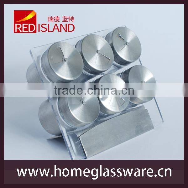 NEW Kitchen Bottle Spice Rack W 6 Glass Jar bottles SET