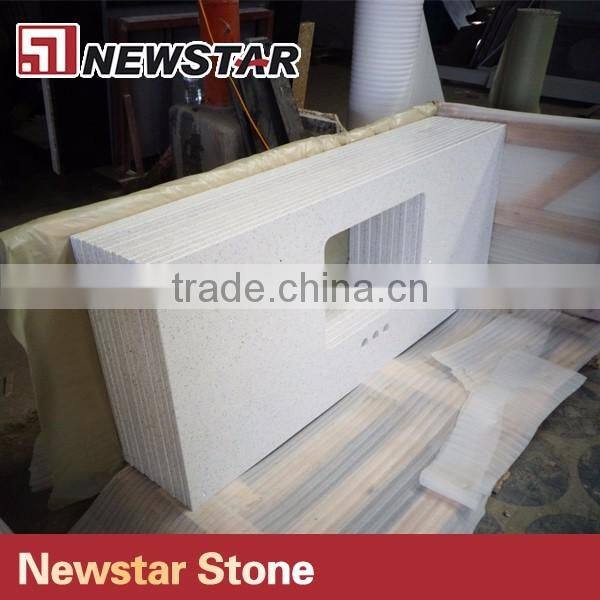 Commercial man made stone white quartz stone single sink bathroom vanity top
