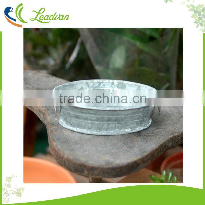 waterproof vintage flower white painting metal oval bucket