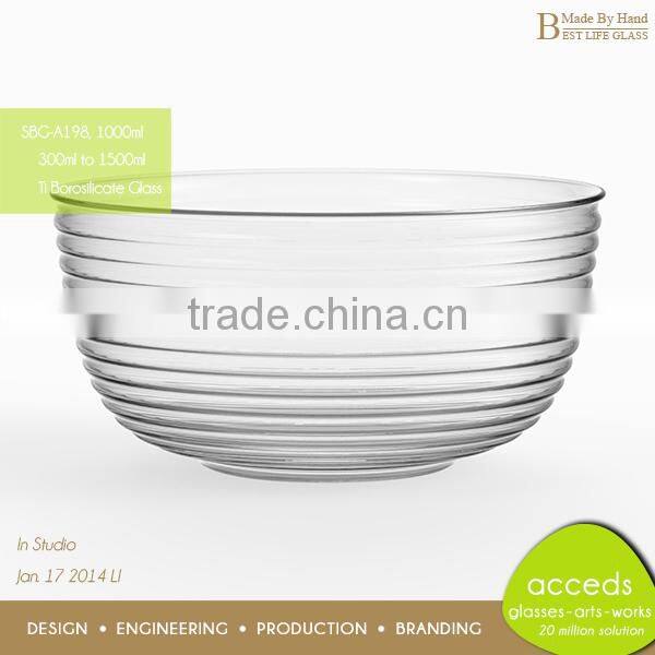 Handmade Borosilicate Clear Glass Fruit or Salad Bowl
