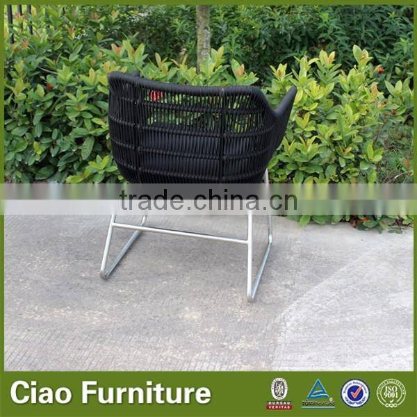 Outdoor PL ribbon metal garden chair with stainless steel base
