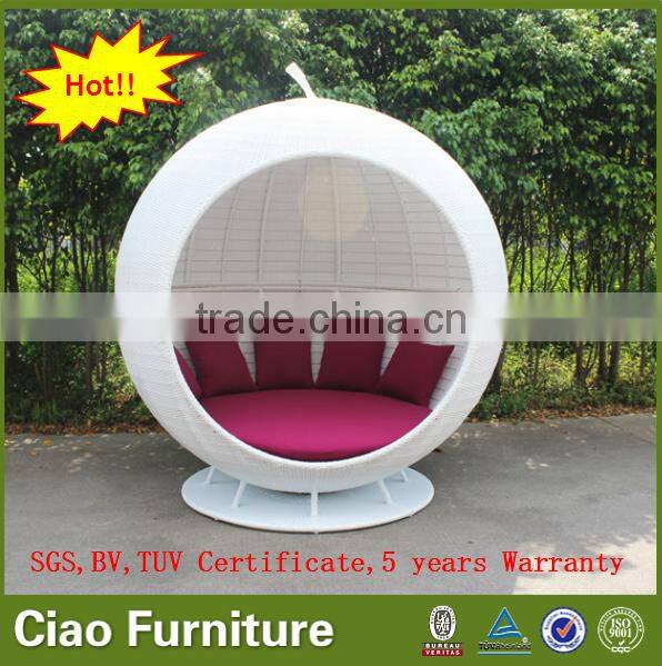 Ratan garden furniture white rattan apple sunbed / daybed