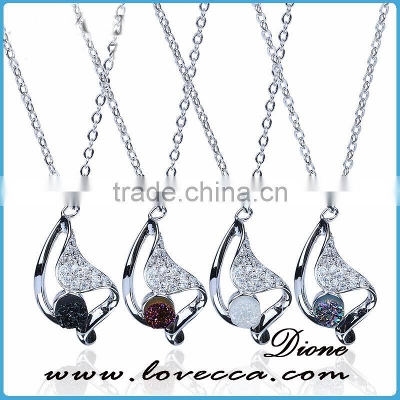 Blue druzy agate jewellery Various design simple agate druzy pendants