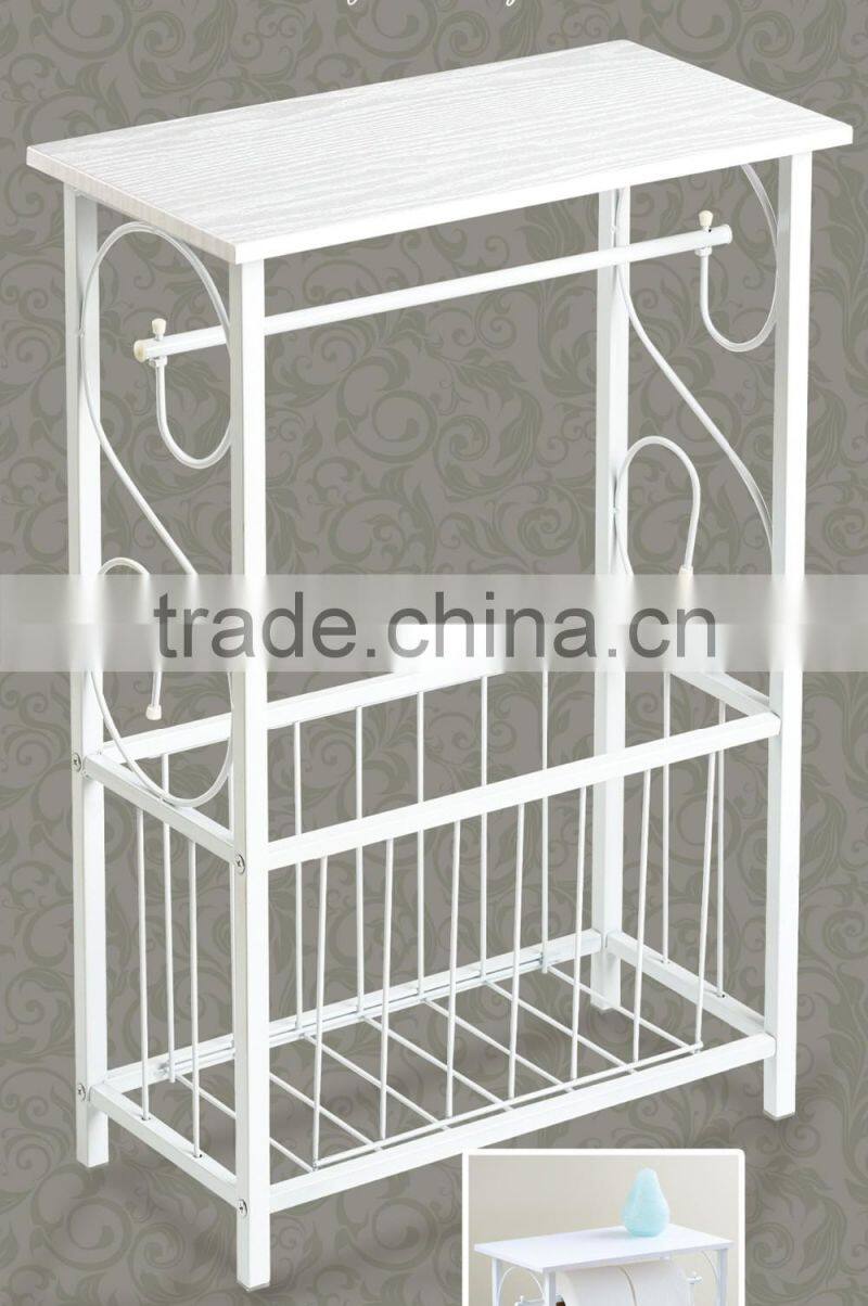 RH-4961New Metal Scroll Design Bathroom Magazine Storage Table Organizer