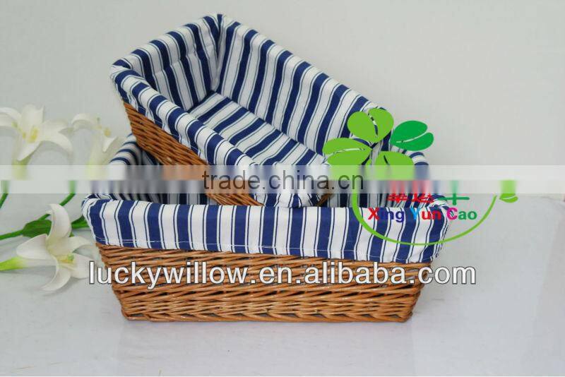 genuine handmade wicker storage organizing basket with chambray liner