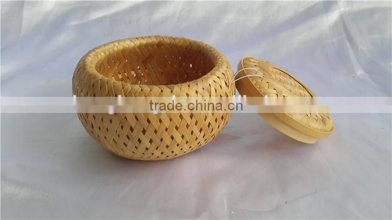China Style rouond New Bamboo weave Casket with lid S
