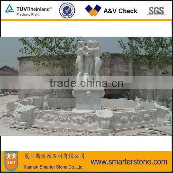 Stone Water Garden Fountain White Marble Human Shape Design