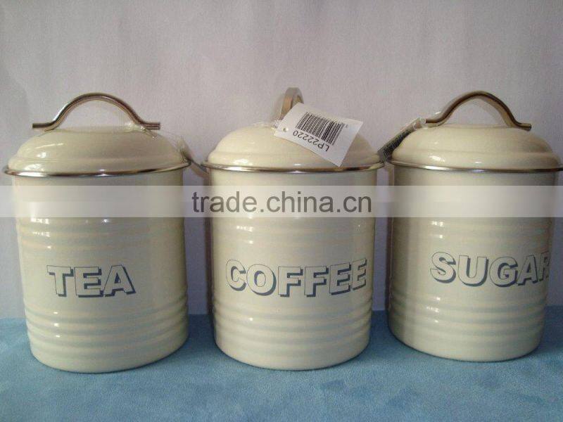 Home Decorative Metal Sealed Coffee Tea Sugar Canister Kitchen Tin Jar