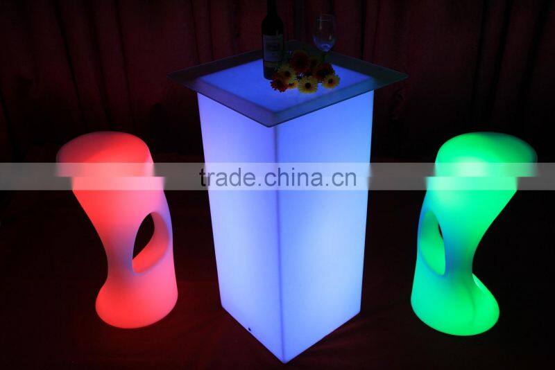 led light stand up bar tables, high bar cubic table with led light