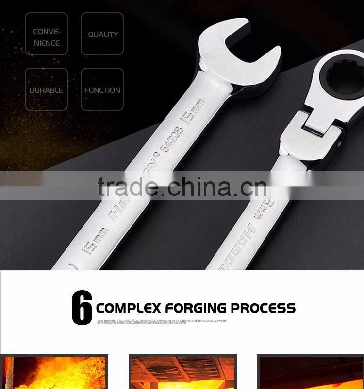 Professional 15mm Chrome Vanadium Flexible Combination Ratchet Wrench Set