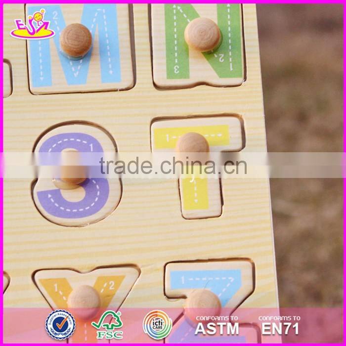 2017 Top fashion educational toddlers wooden alphabet puzzle W14M101