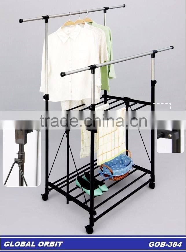 Folding outdoor metal space saver hanger clothes drying rack