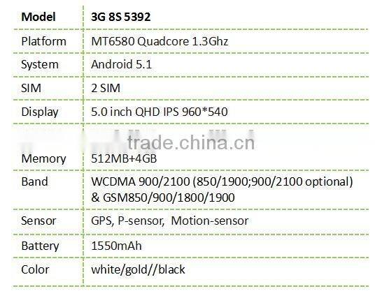 8S mobile 3G 8S5392 5.0" super slim android phone