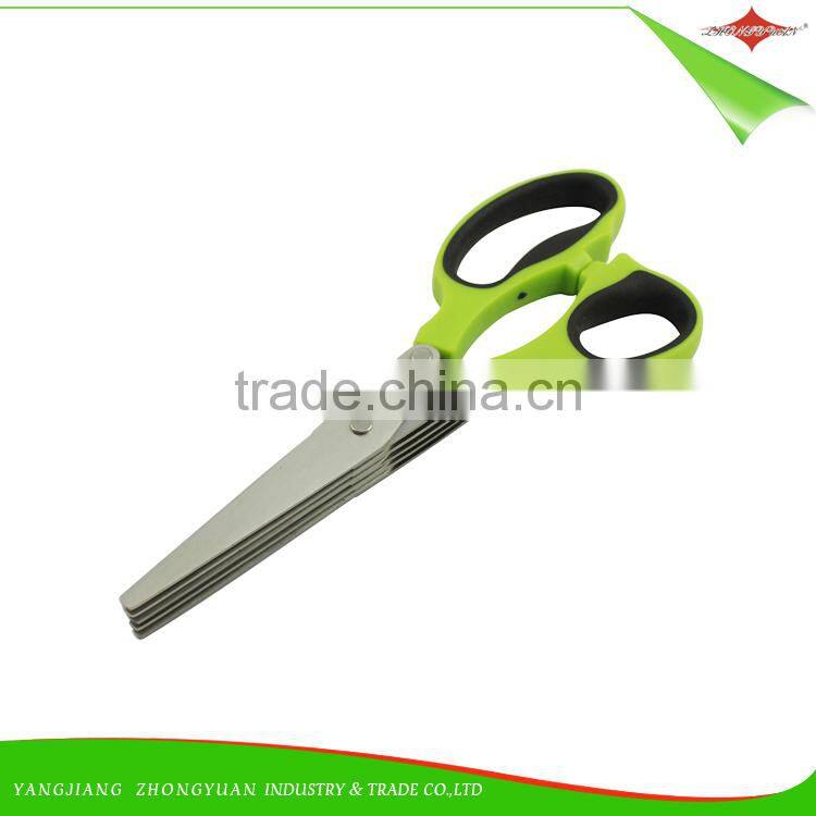 ZY-J8003 5 blades Multifunction kitchen stainless steel herb shears scissors