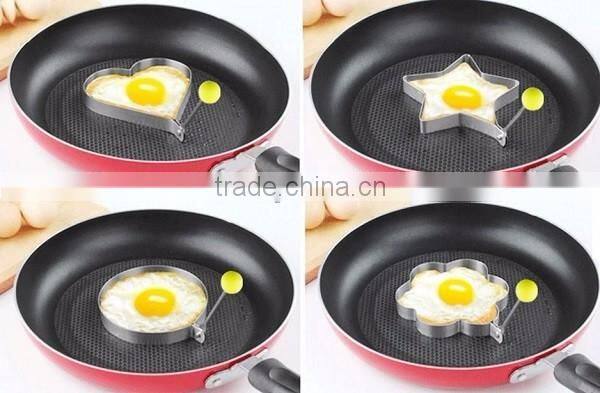 Stainless Steel Fried Egg Mold Pancake Mold Kitchen Tool Pancake Rings with Oil Brush 5 Pcs Set