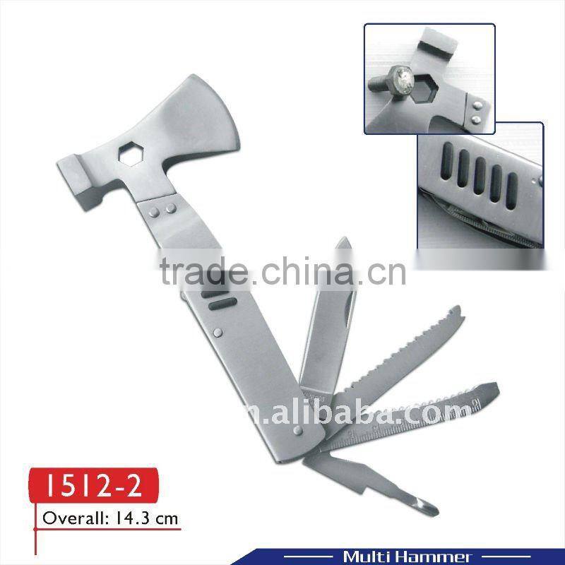 2014 new hardware multi tool multifunction hammer multi hammer with axestainless steel axe multi purpose hammer 1512