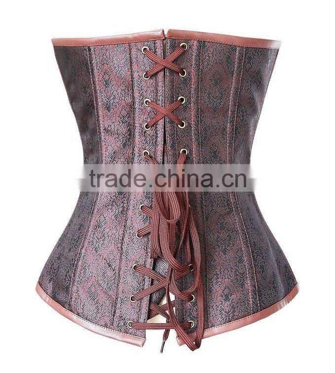 Victoria Brown Steampunk Leather neck slimming corset