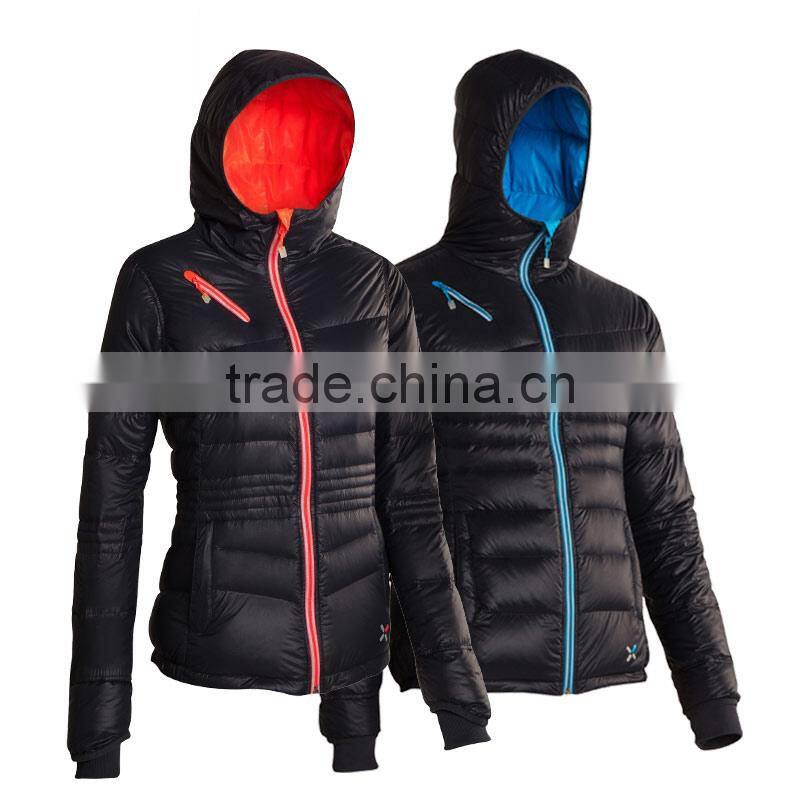 Thicken warm cotton jacket for woman winter glossy padded with hat puffa jacket lady coat