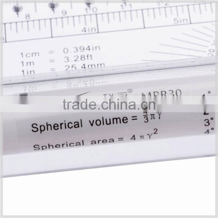 Kearing Transparent Plastic Parallel Rolling Ruler measuring tool Engineer Scale Ruler 30 cm & 12'' with protractor Math#MPR30