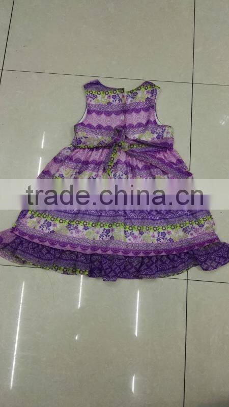 Yiwu stocks lots girl's colorful fashion printed dress