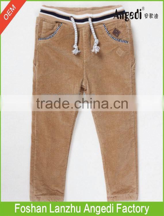 Baby Boy's autumn &winter apparel casual corduroy pants in solid color woven pants for kids
