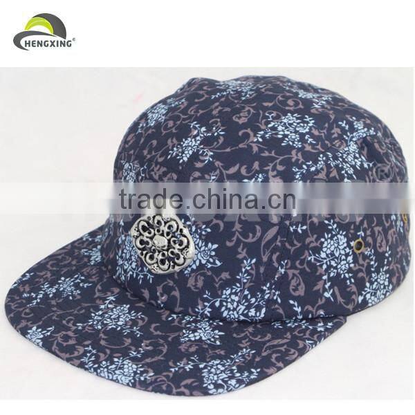 Custom floral 5 panel snapback hats wholesale,5 panel hat sewing pattern
