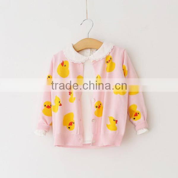 Girls stylish design cartoon fleece print coat in spring