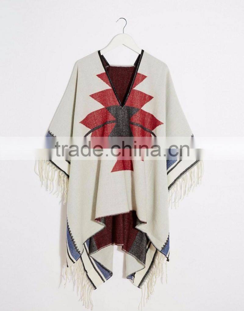 Fashion Batwing Sleeve Ladies Lapel Loose Cloak Cape Winter Poncho Coat Outwear Hooded Shawl Embroidered Jacket Women's Cloak