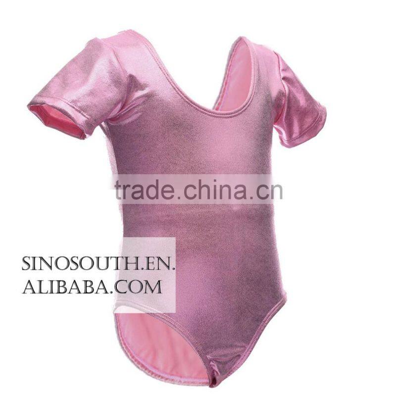 2017 New arrival ballet Sparkle Short Sleeve gymnastics leotard for girls
