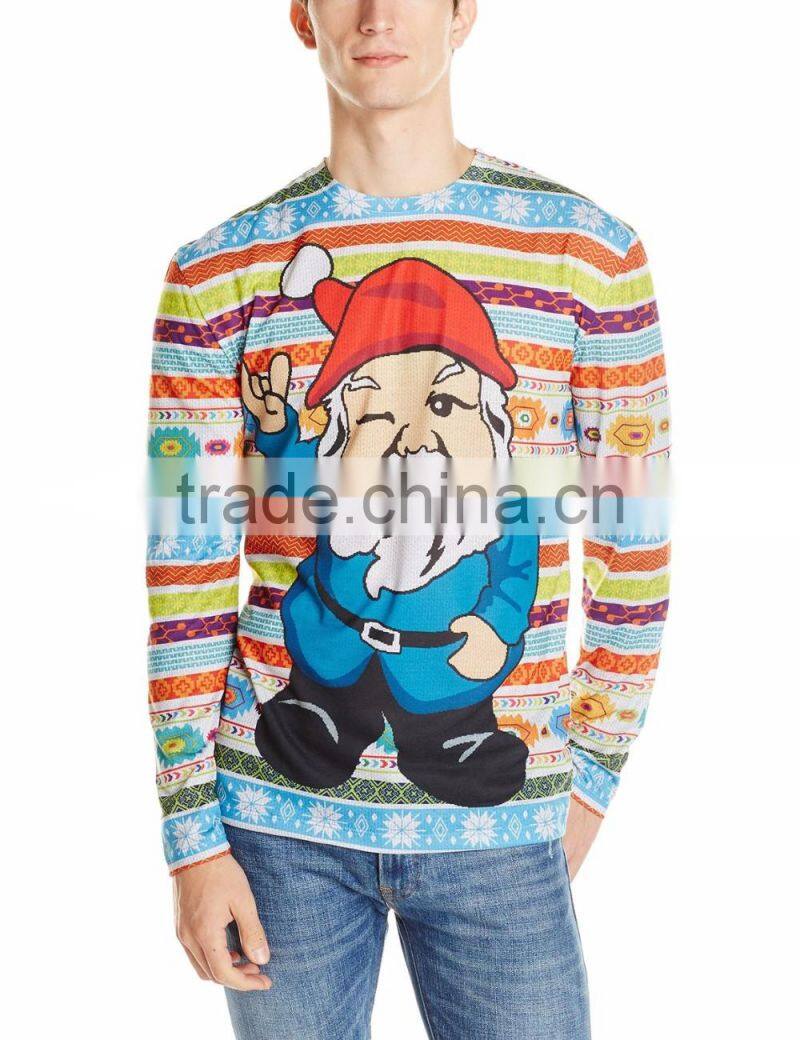 Men Fancy Sweater Blue Santa Claus Pattern Christmas Sweater Unisex