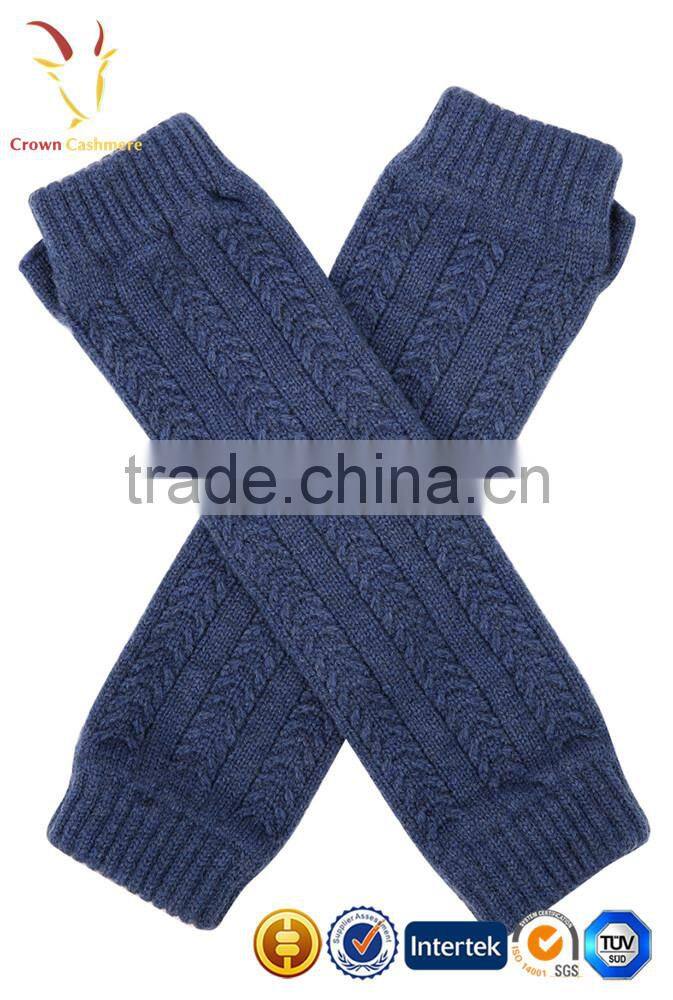 Cable Knit Long Cashmere Fingerless Gloves Lady Arm Warm Gloves