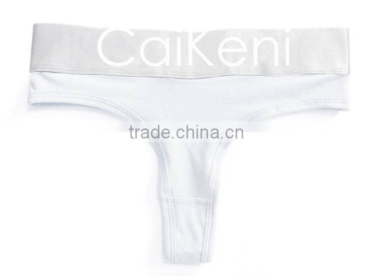 OEM Customized Your Own Brand Logo Design on Elastic Silver Band High Cut G-String Hipster Cotton Lady Boxer Briefs Women Briefs