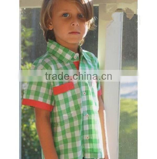 Boys Apple Green Plaid Shirt Cotton Fashion T Shirt